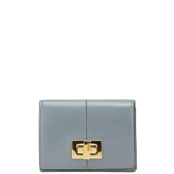 FENDI Peekaboo Wallet Trifold Gray Beige Leather - Picture 1 of 8